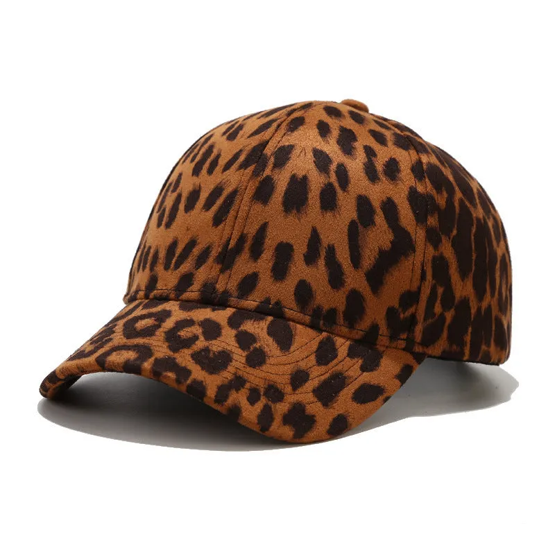 Leopard Fur Hat Spring Leopard Print Suede Baseball Cap