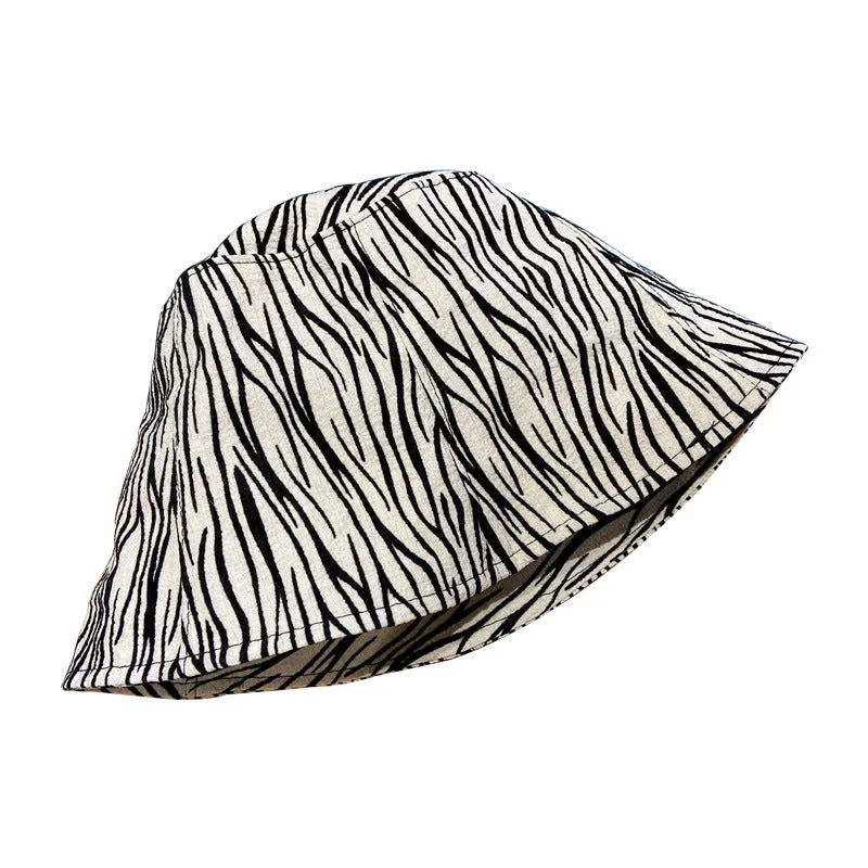 Leopard Fur Hat Stripe Bucket Hat