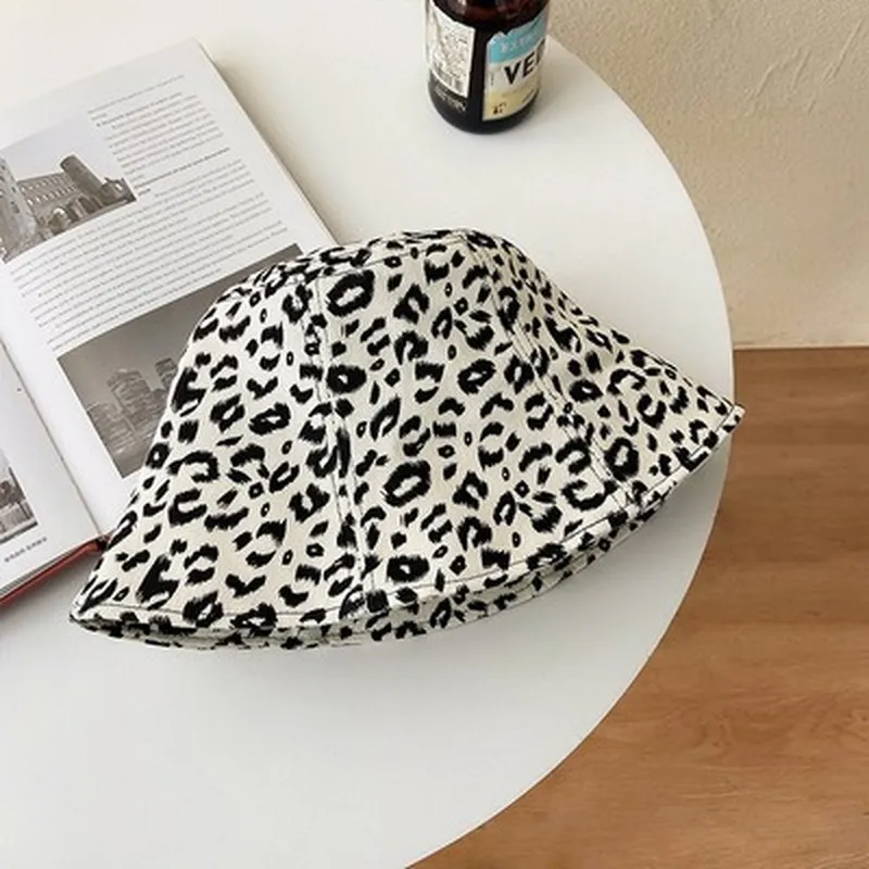 Leopard Fur Hat Summer Retro Double-Sided Sun Protection Hat