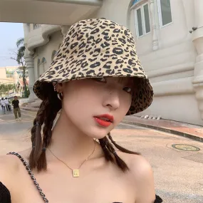 Leopard Fur Hat Summer Retro Double-Sided Sun Protection Hat