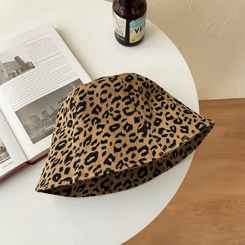 Leopard Fur Hat Summer Retro Double-Sided Sun Protection Hat