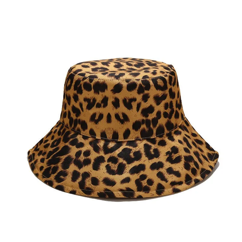 Leopard Fur Hat Sun Hat Retro Bucket Hat