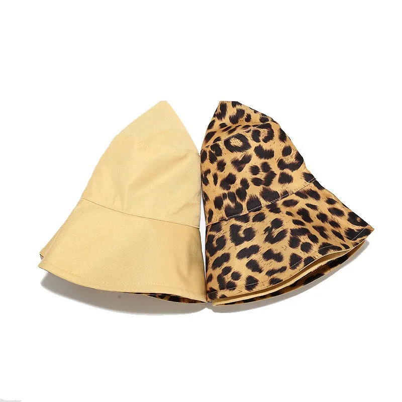 Leopard Fur Hat Sun Hat Retro Bucket Hat