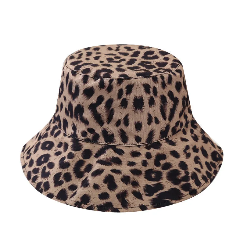 Leopard Fur Hat Sun Hat Retro Bucket Hat