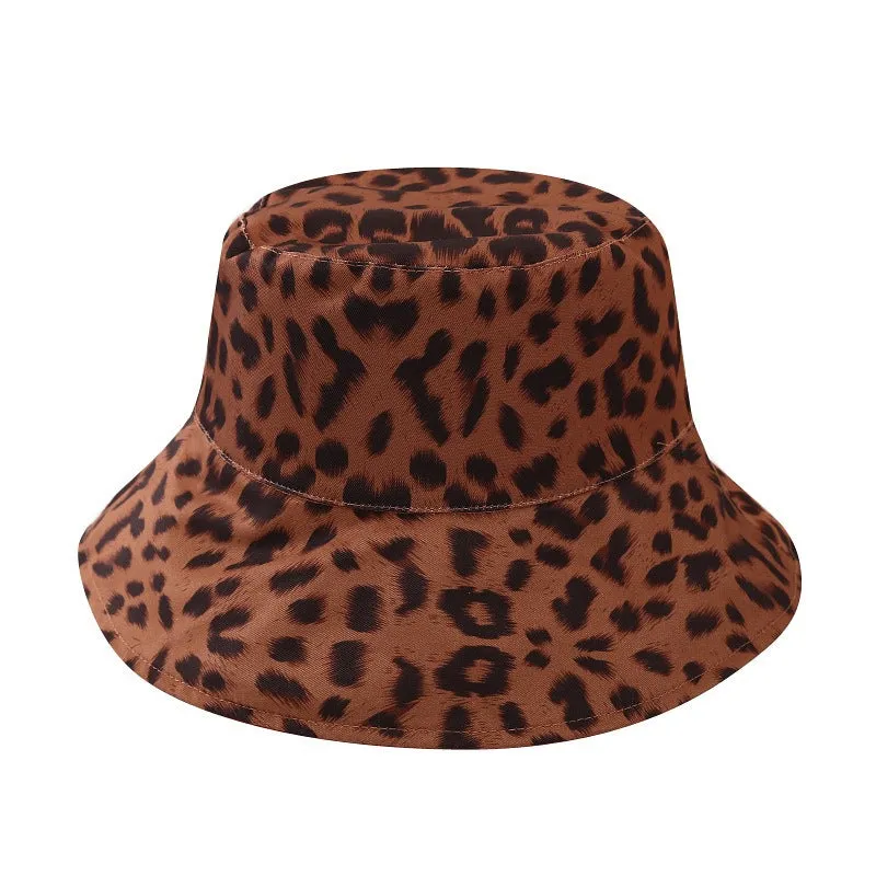 Leopard Fur Hat Sun Hat Retro Bucket Hat