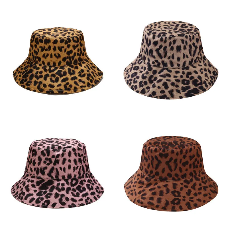 Leopard Fur Hat Sun Hat Retro Bucket Hat