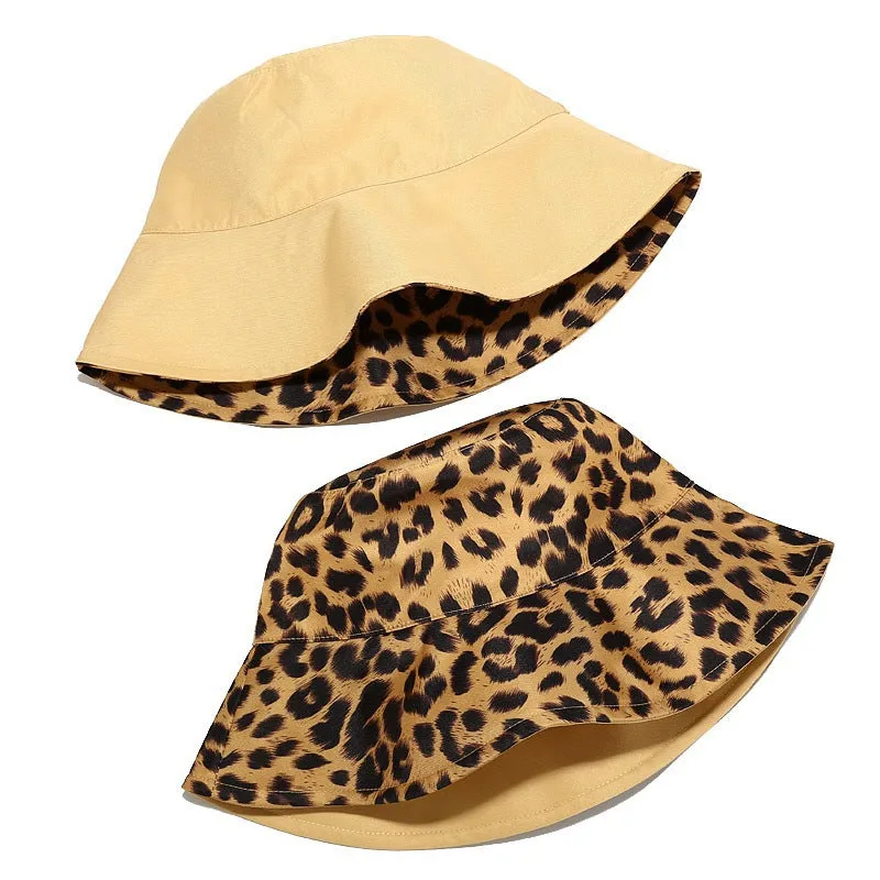 Leopard Fur Hat Sun Hat Retro Bucket Hat