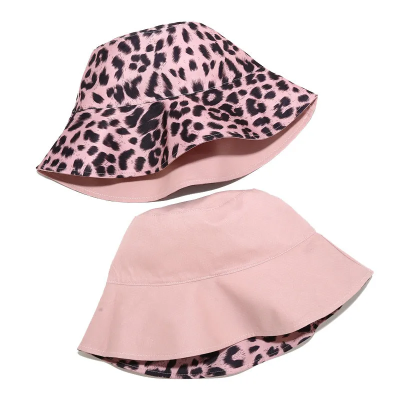 Leopard Fur Hat Sun Hat Retro Bucket Hat