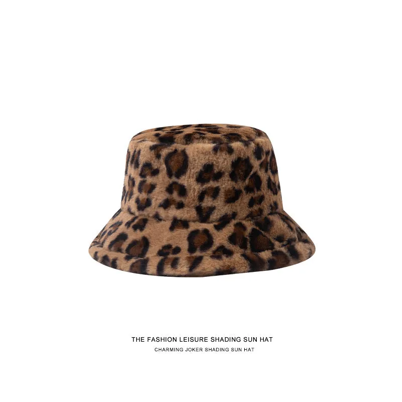 Leopard Fur Hat Winter Leopard Print Fisherman Hat