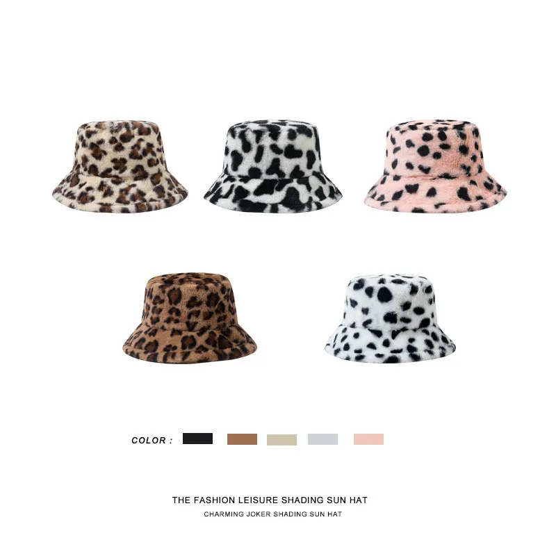 Leopard Fur Hat Winter Leopard Print Fisherman Hat