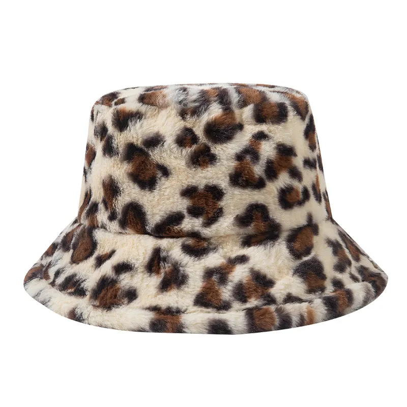 Leopard Fur Hat Winter Leopard Print Fisherman Hat