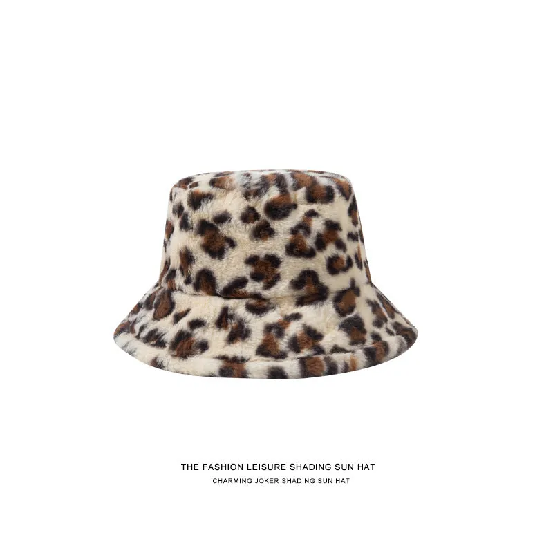 Leopard Fur Hat Winter Leopard Print Fisherman Hat