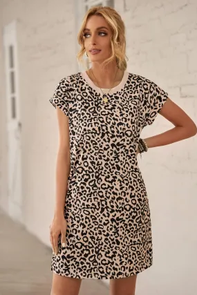 Leopard Pattern T-shirt Dress