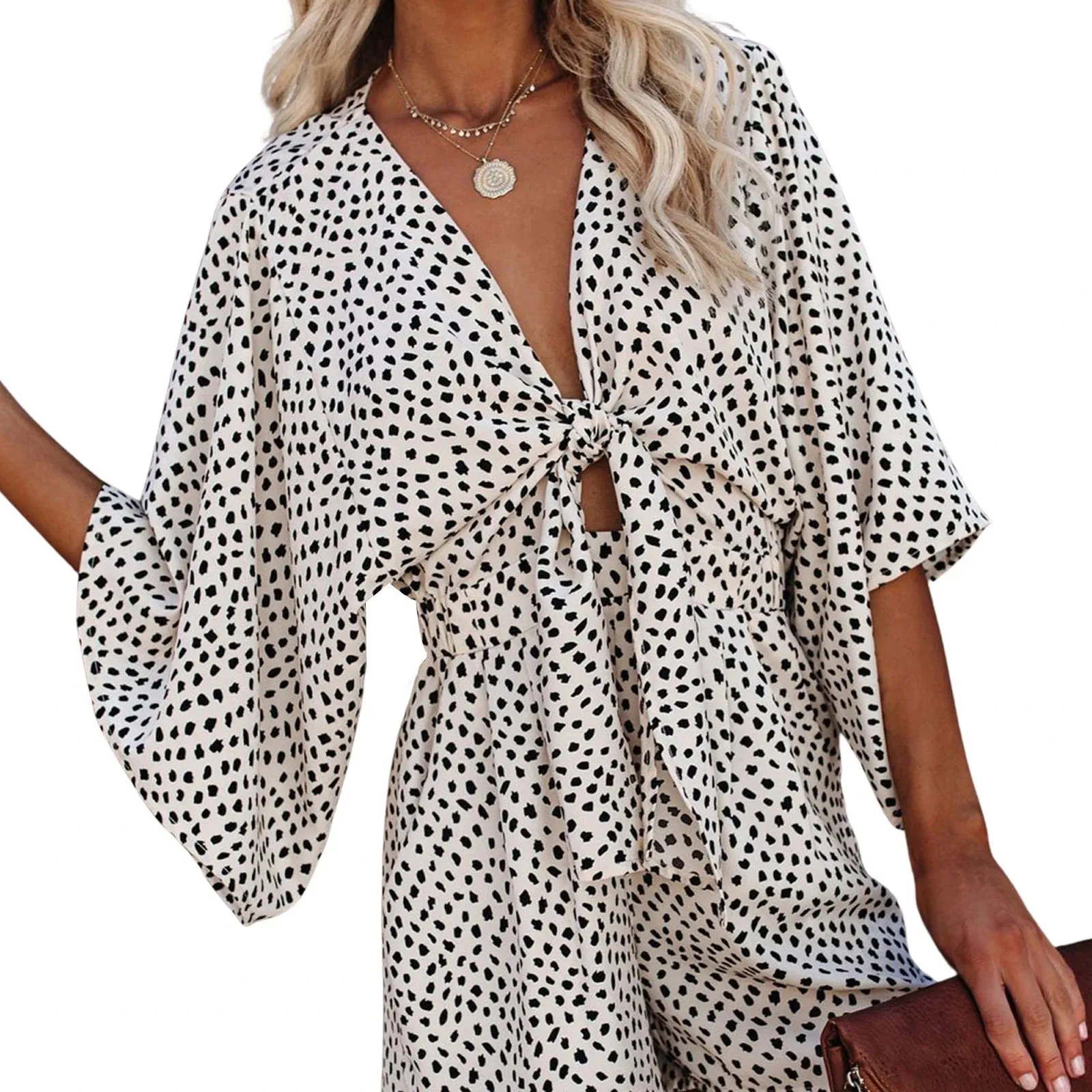 Leopard Print Bowknot Romper