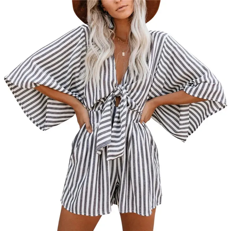 Leopard Print Bowknot Romper