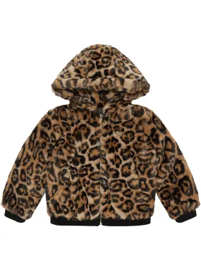 Leopard Print Faux Fur Bomber Jacket (2-7)