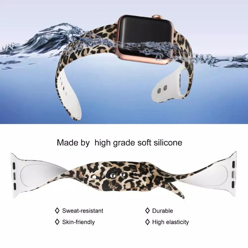 Leopard Print Silicone Band For Apple Watch