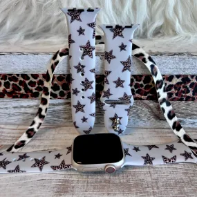 Leopard Stars Print Silicone Band For Apple Watch
