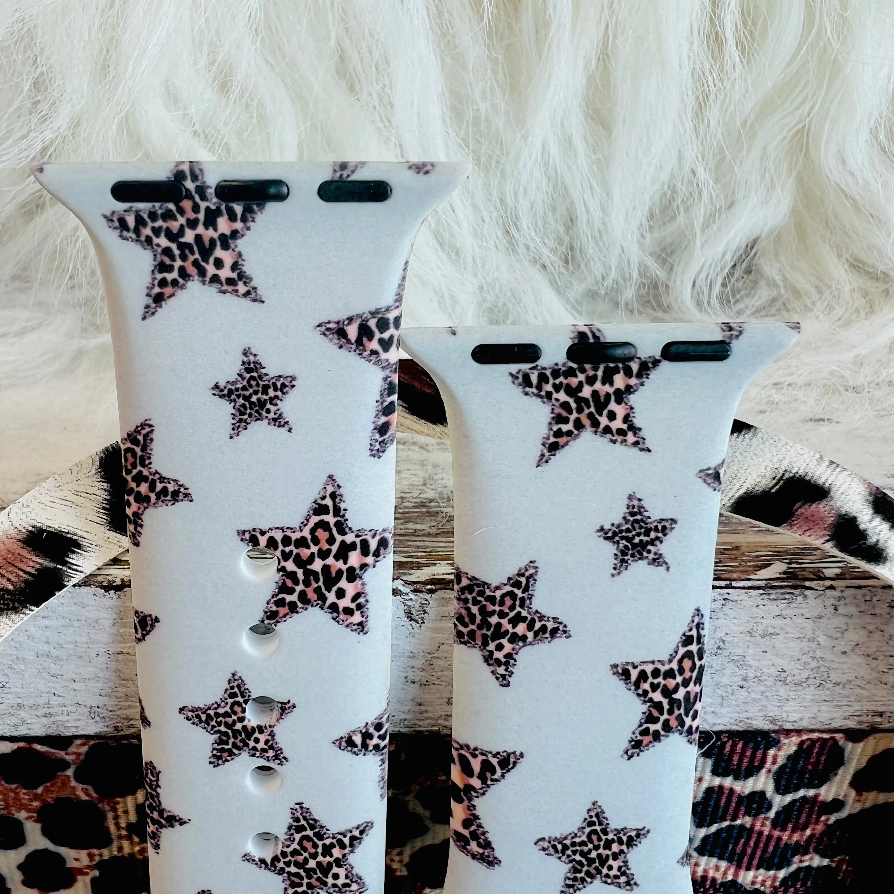 Leopard Stars Print Silicone Band For Apple Watch