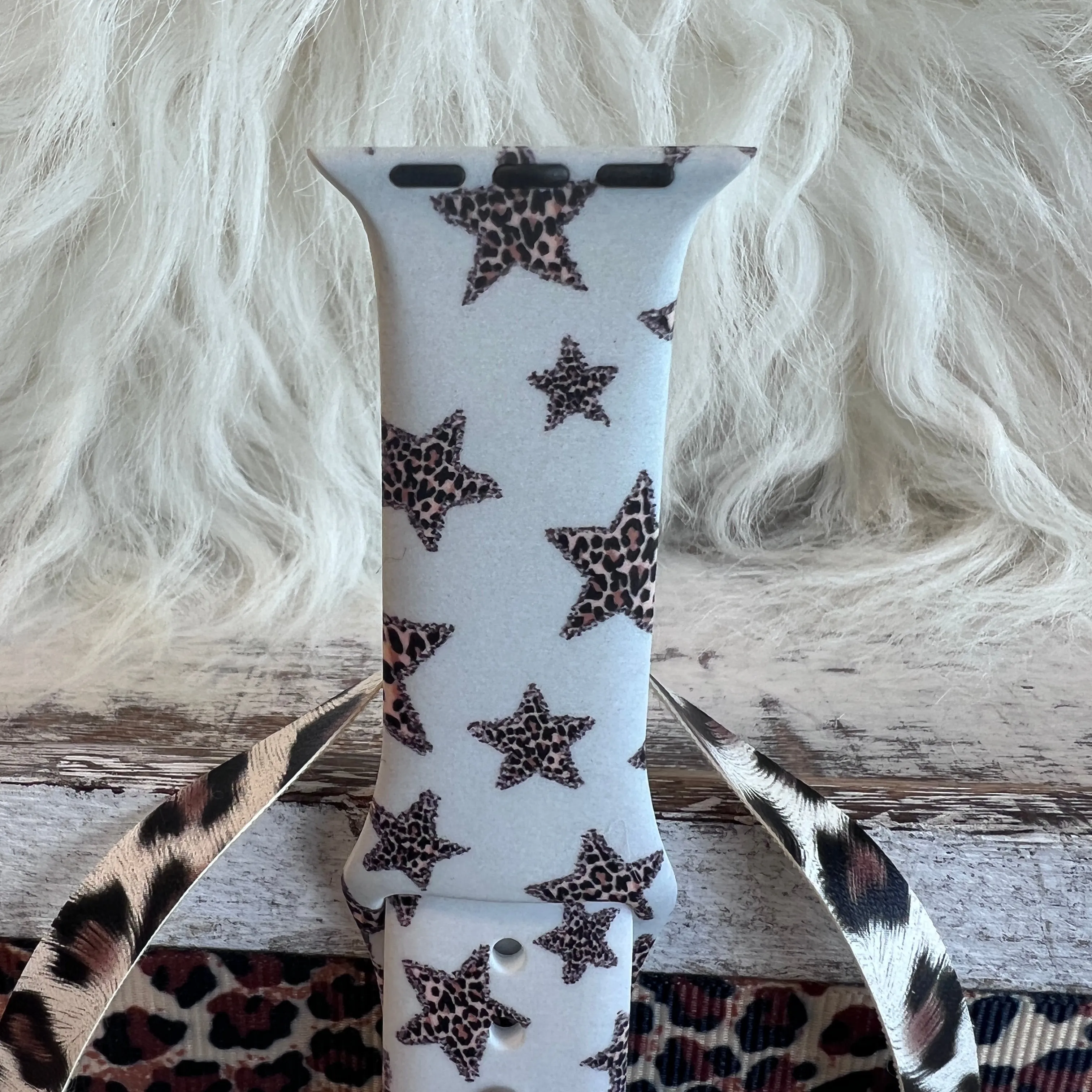 Leopard Stars Print Silicone Band For Apple Watch