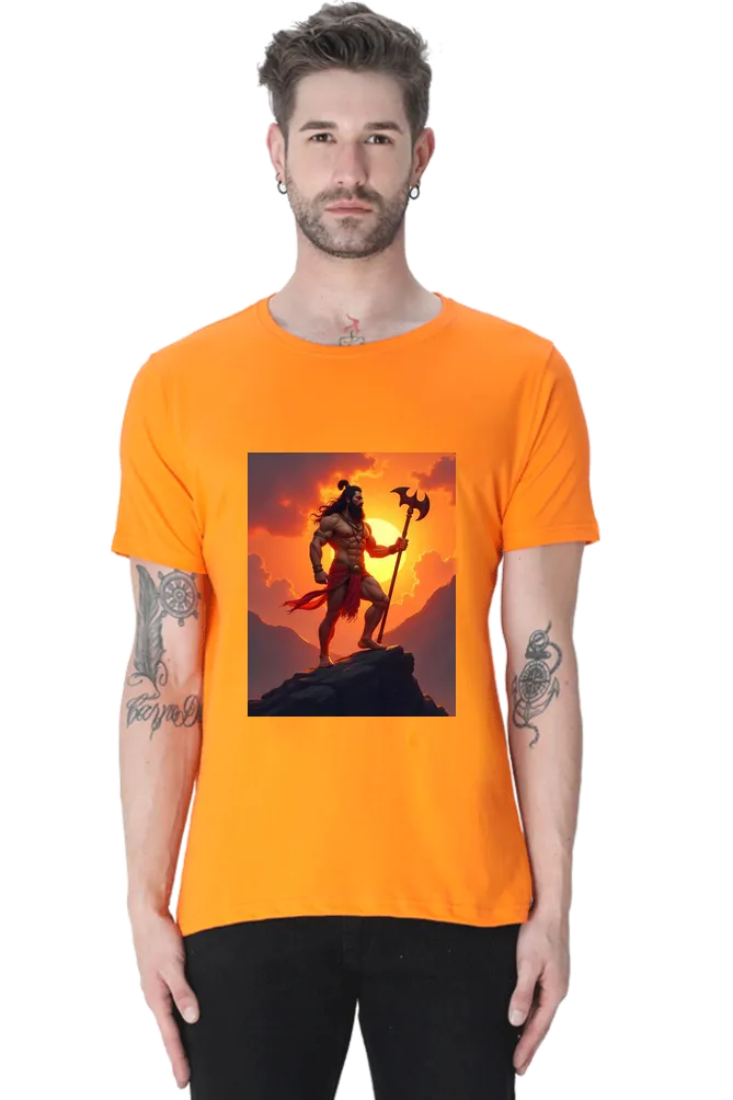Male Classic Crew T-Shirt | UC21 Orange Lord Parshuram Printed T-Shirt