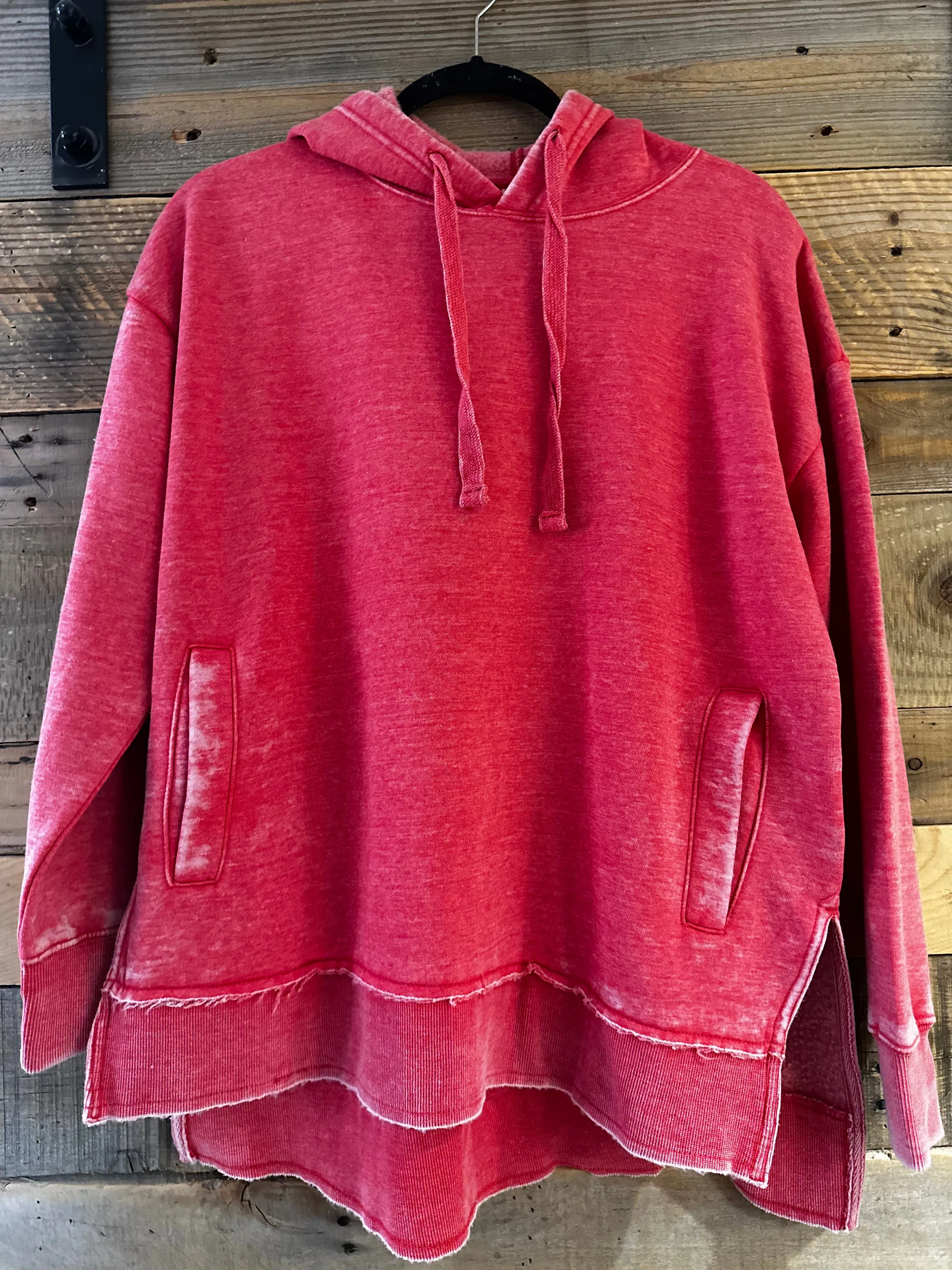 Marni Hooded Vintage Washed Fleece in Red