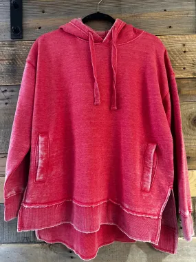 Marni Hooded Vintage Washed Fleece in Red