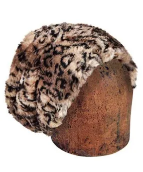 Men's Cuffed Pillbox, Reversible (Solid or Two-Tone) - Luxury Faux Fur in Carpathian Lynx