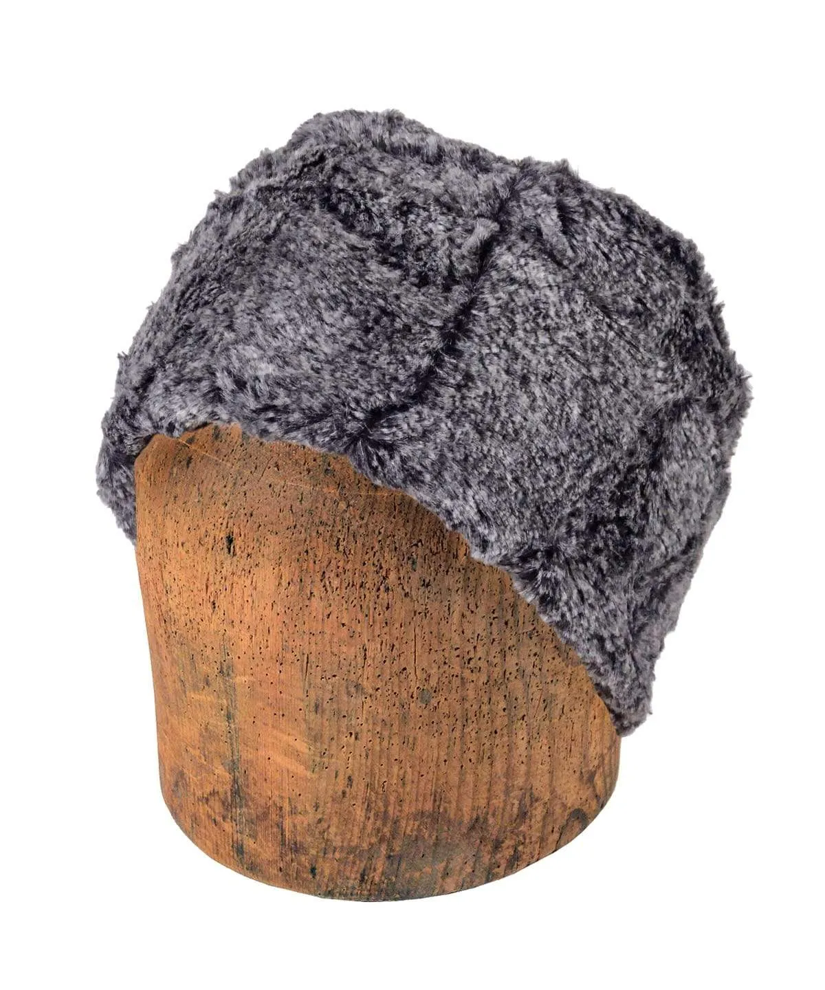 Men's Cuffed Pillbox, Reversible (Solid or Two-Tone) - Luxury Faux Fur in Nimbus