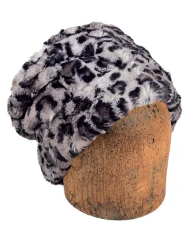 Men's Cuffed Pillbox, Reversible (Solid or Two-Tone) - Luxury Faux Fur Savannah Cat in Gray ( Solid -Med. Sold out)