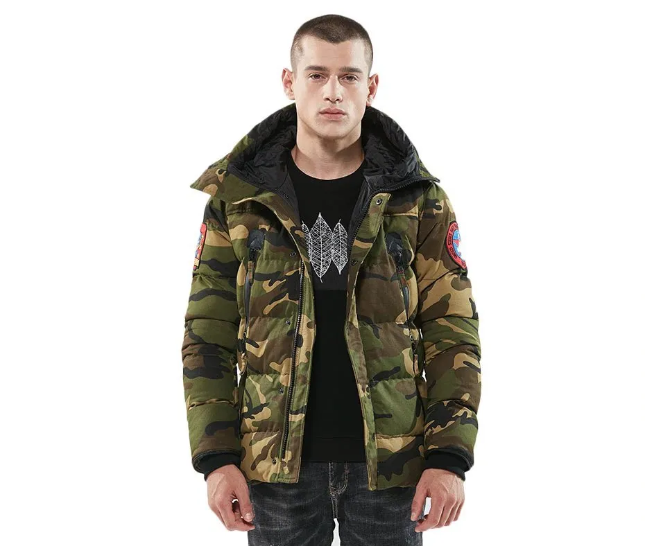Men's Winter Warm Camouflage Hooded Parka