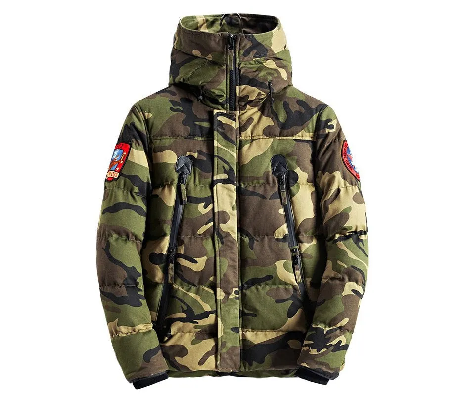 Men's Winter Warm Camouflage Hooded Parka