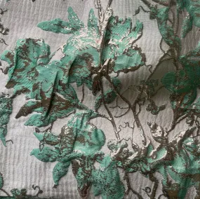 Mid-Weight Elegant Metallic Magical Mint & Sand Polyester Brocade