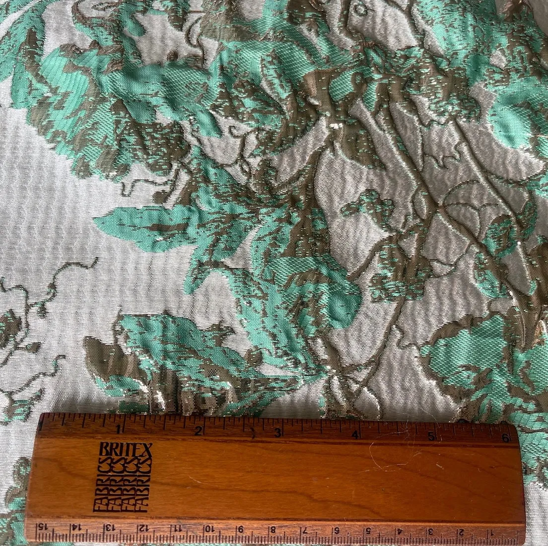 Mid-Weight Elegant Metallic Magical Mint & Sand Polyester Brocade