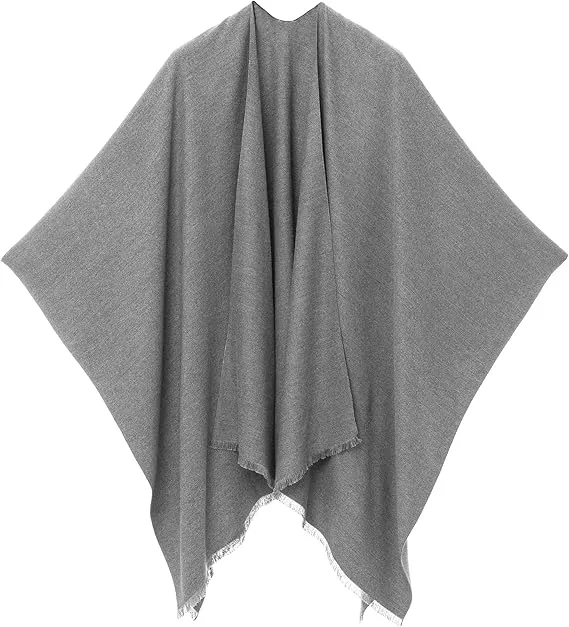 Midnight Black Luxurious Knit Sweater Poncho Cardigan