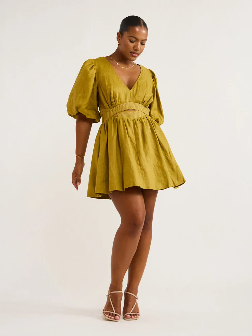 Mon Renn Bask Mini Dress in Agave