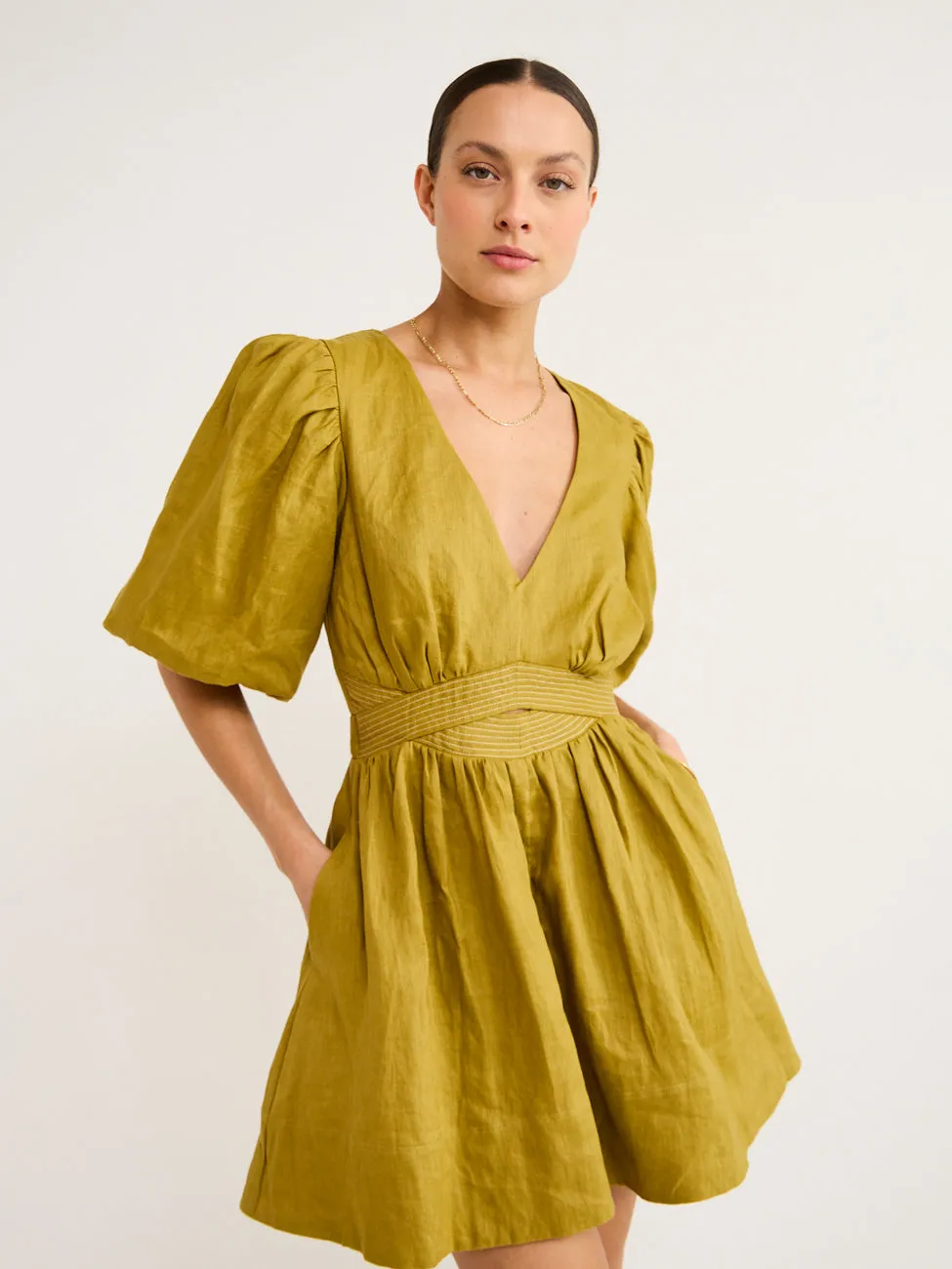 Mon Renn Bask Mini Dress in Agave