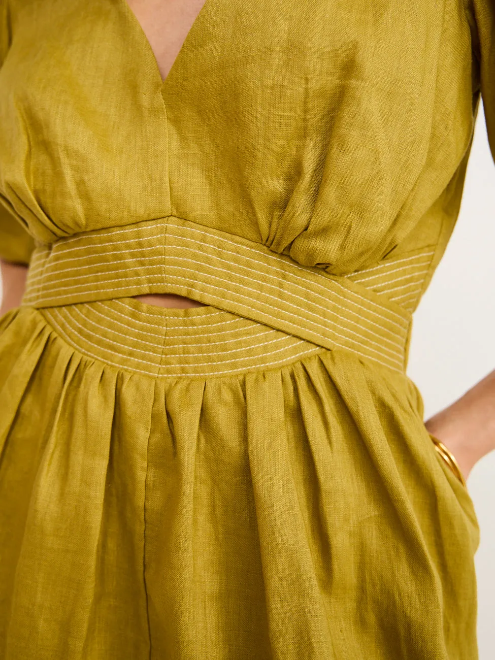 Mon Renn Bask Mini Dress in Agave