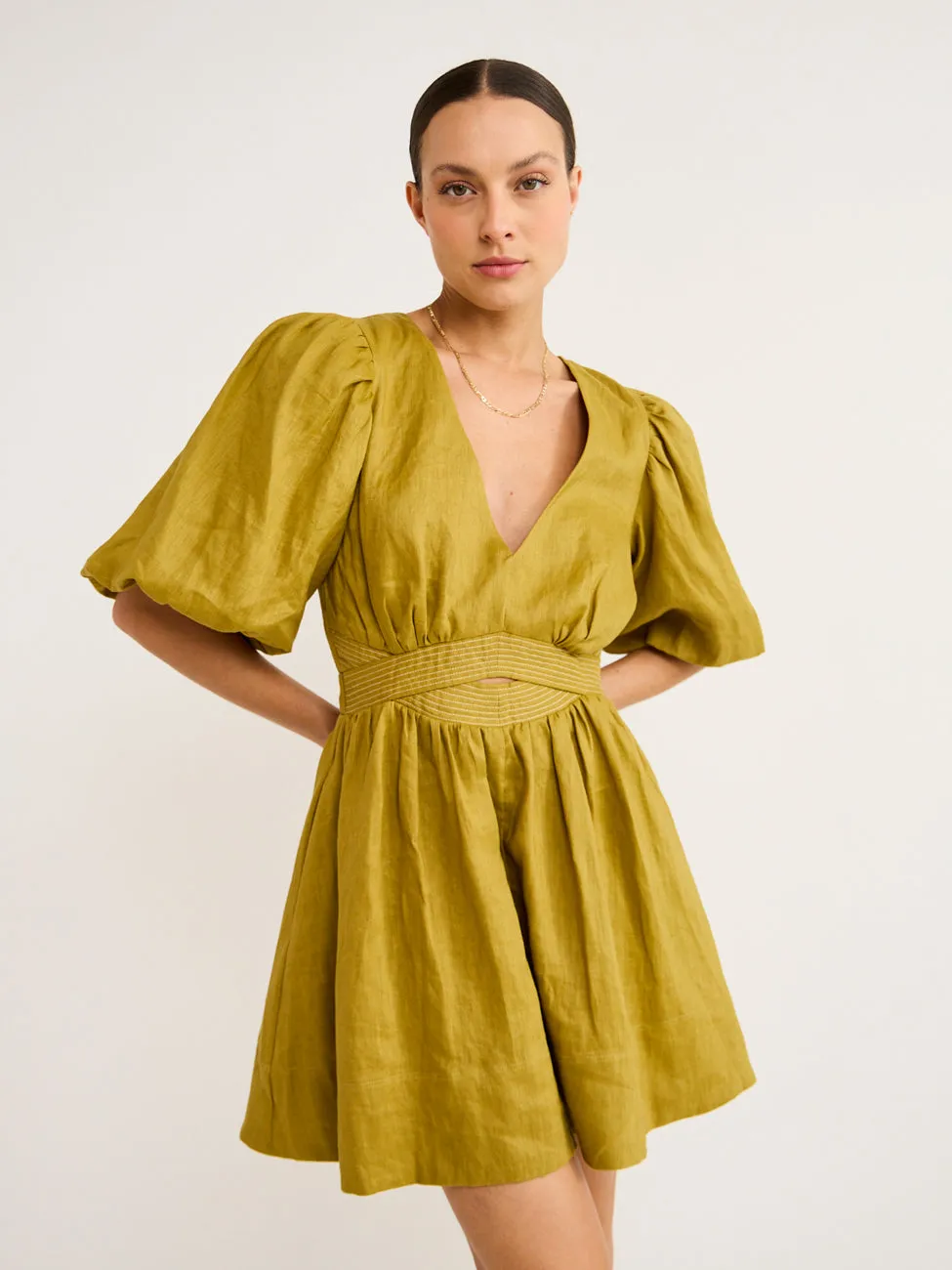 Mon Renn Bask Mini Dress in Agave
