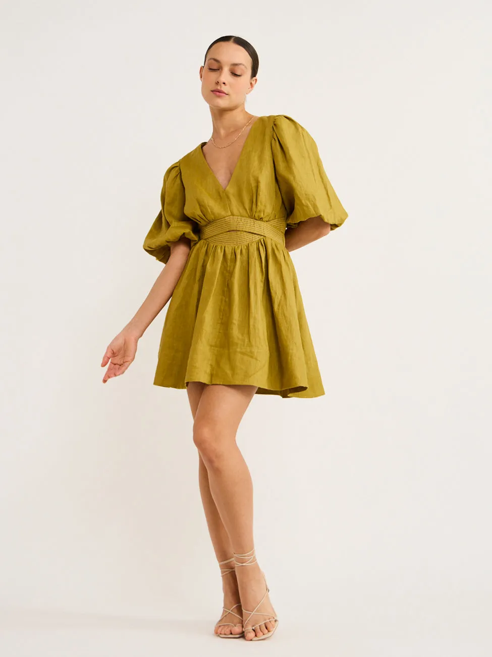 Mon Renn Bask Mini Dress in Agave