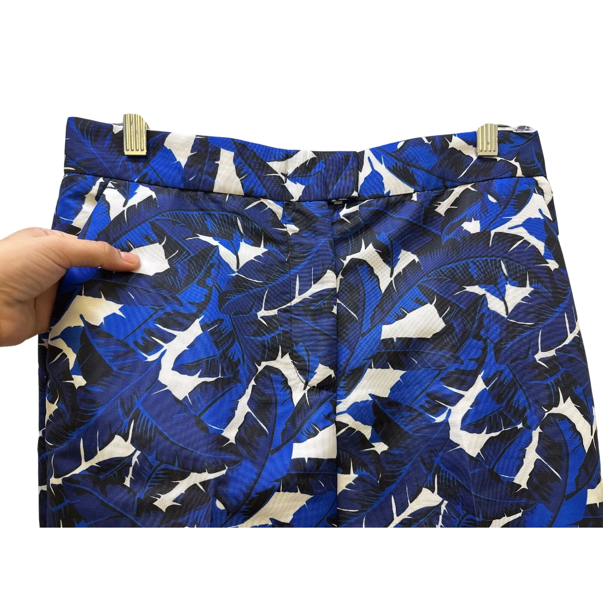 MSGM Blue & White Banana Leaf Print Cropped Pants Size 6