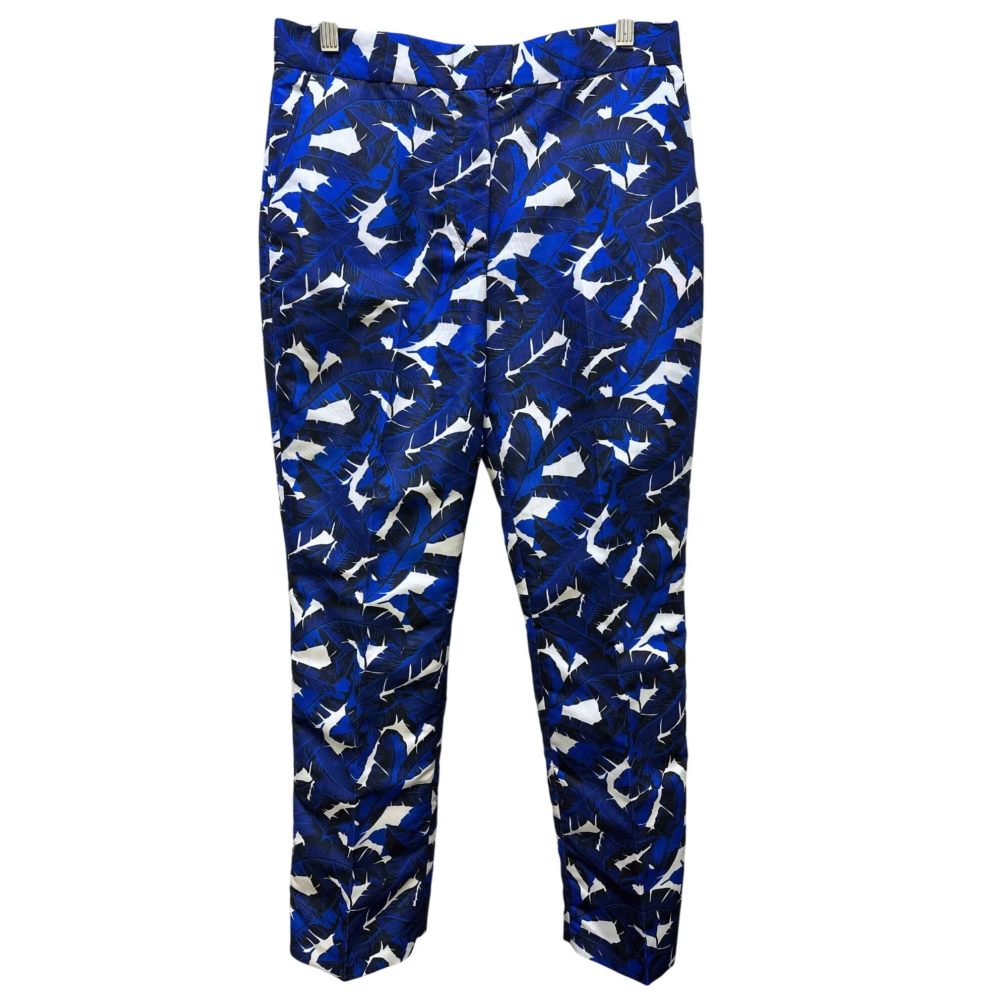MSGM Blue & White Banana Leaf Print Cropped Pants Size 6