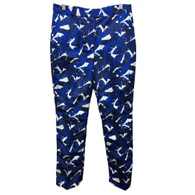 MSGM Blue & White Banana Leaf Print Cropped Pants Size 6