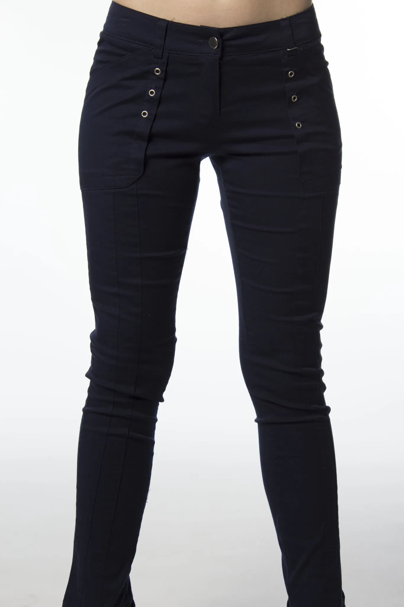 Navy Front Pocket Grommet Pant-184