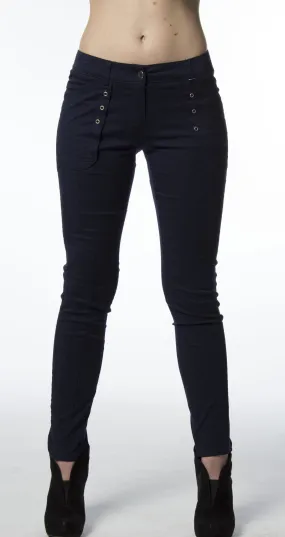 Navy Front Pocket Grommet Pant-184