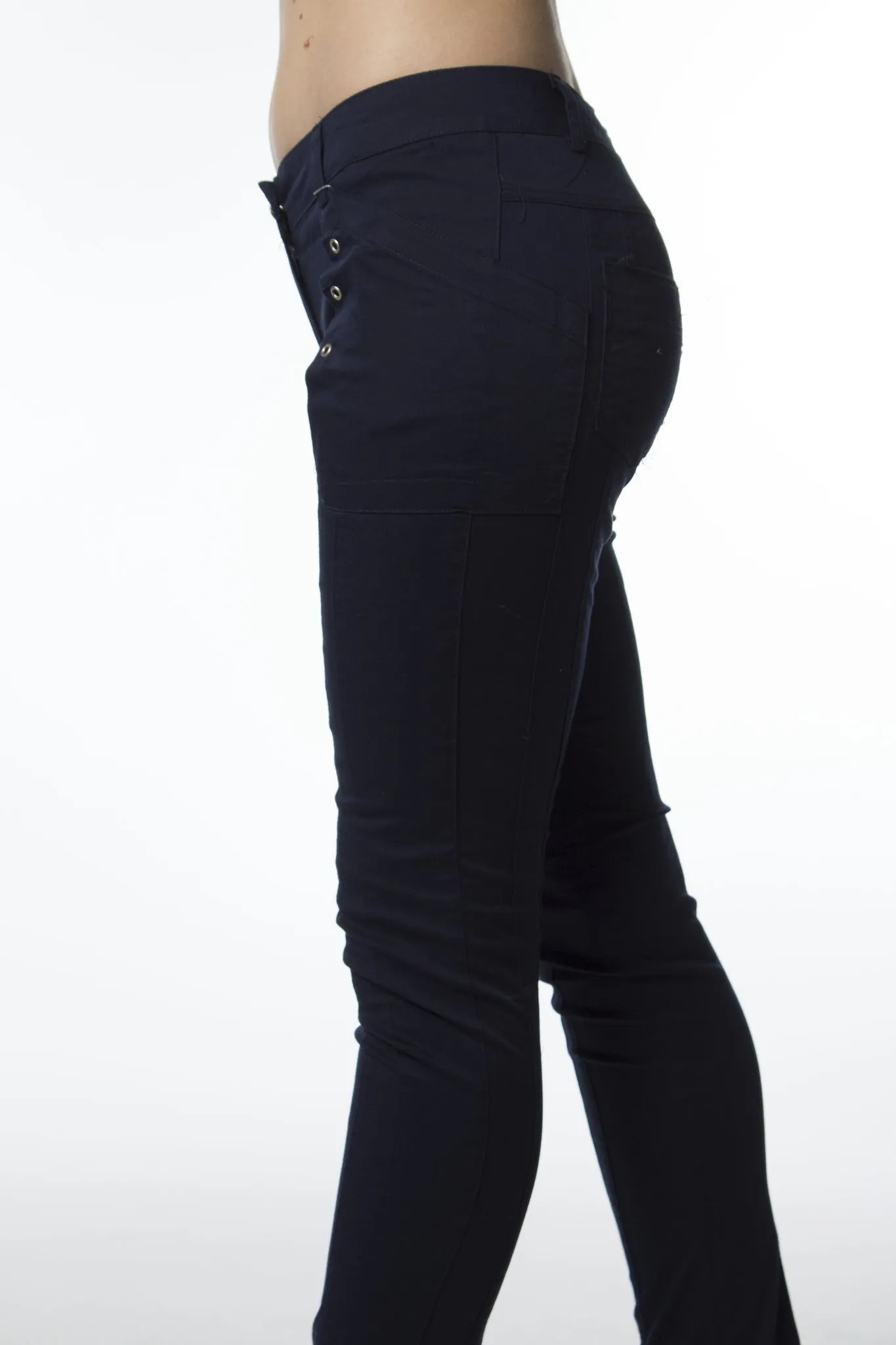 Navy Front Pocket Grommet Pant-184