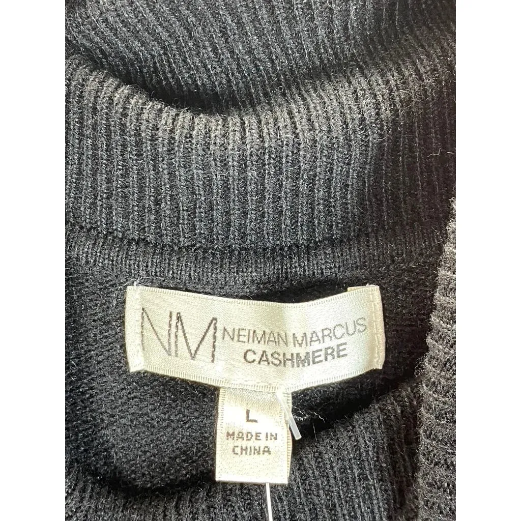 NEIMAN MARCUS Women's Black Solid Cashmere Basic Turtleneck Top SZ L