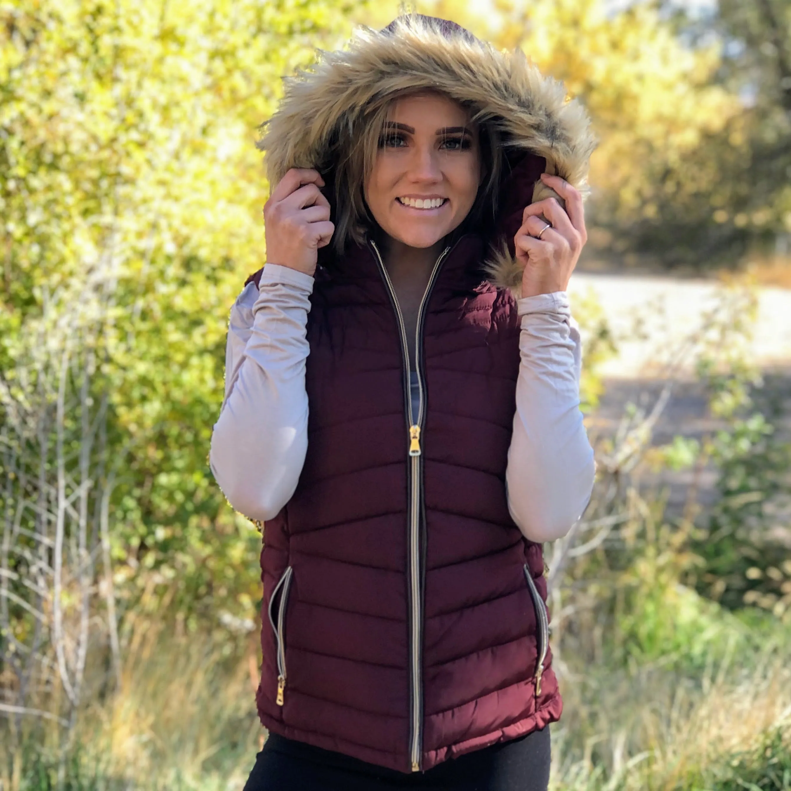Parka Vest, Faux-Fur with Hood