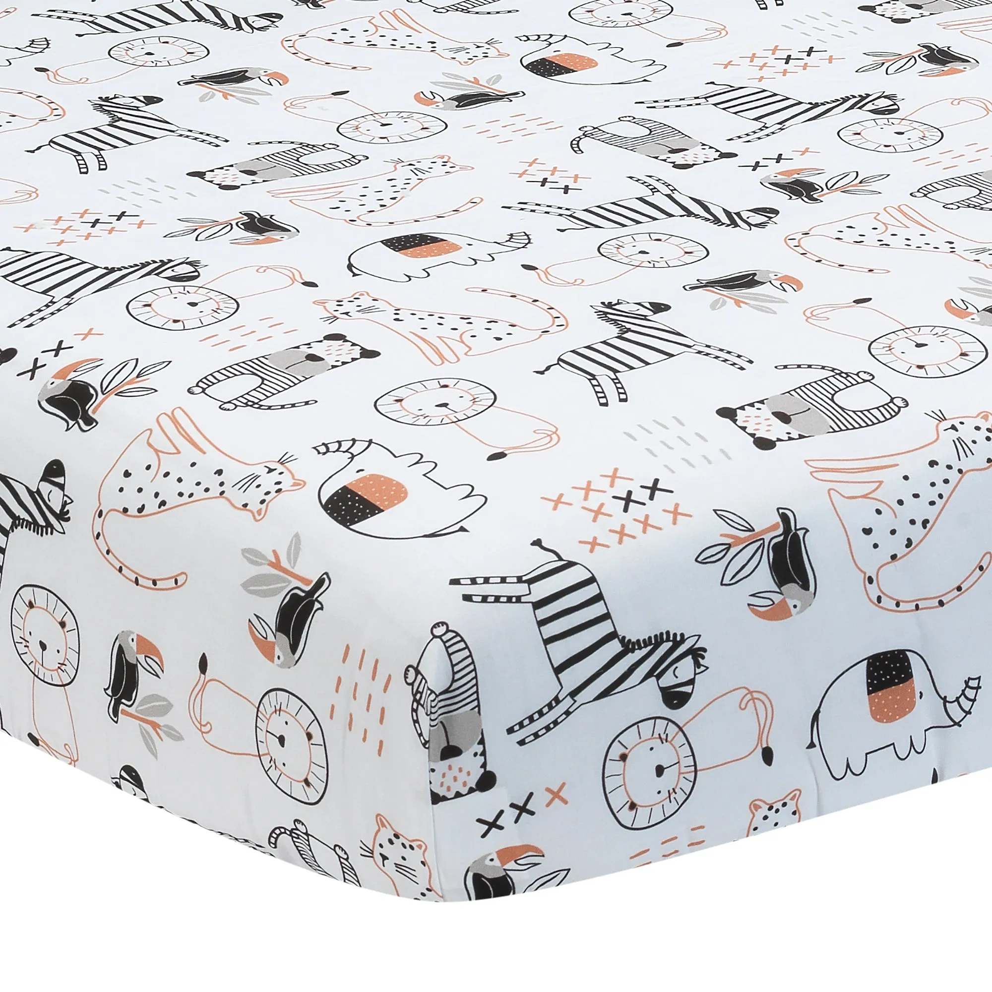 Patchwork Jungle Cotton Fitted Crib Sheet