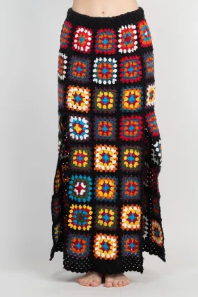 Patchwork Slit Crochet Skirt